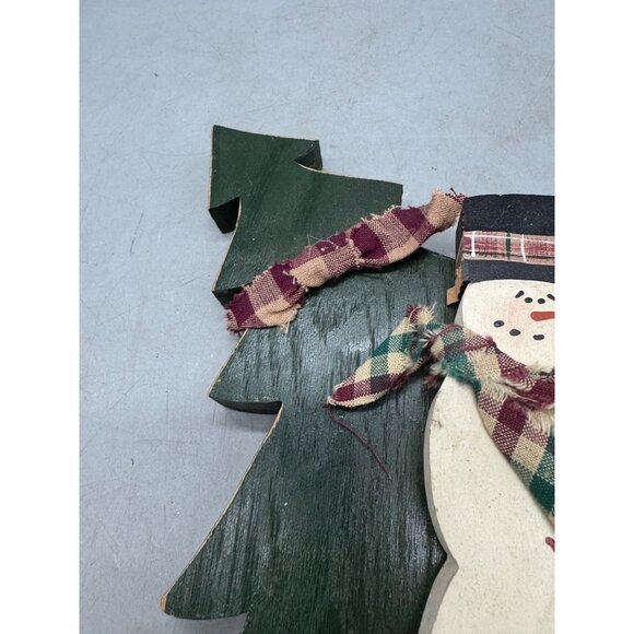 Handmade Wooden Snowman & Christmas Tree Holiday Decor 9.5" Tall READ - Picture 5 of 8